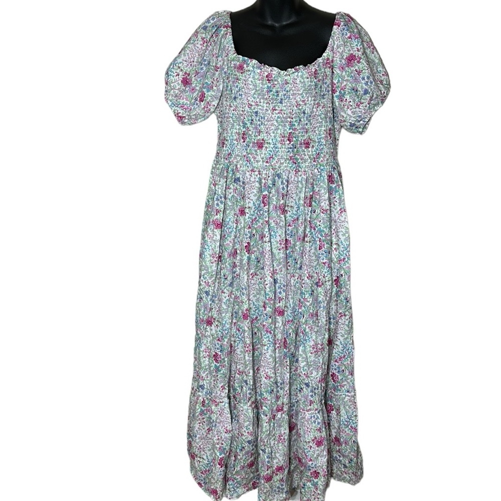 April Cornell maxi dress floral Bloomcore smock milkmaid prairie cottagecore